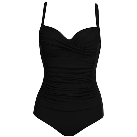 [Ekouaer] Black One Piece Swimsuit - Picture 3 of 7